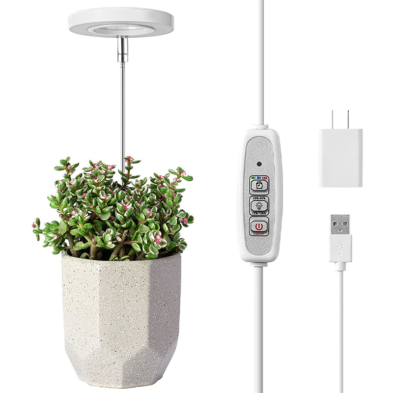 Plant Grow Light Full Spectrum - Dimmbares LED-Engelsring-Zusatzlicht mit Zeitschaltuhr, ausziehbares USB-Wachstumslicht