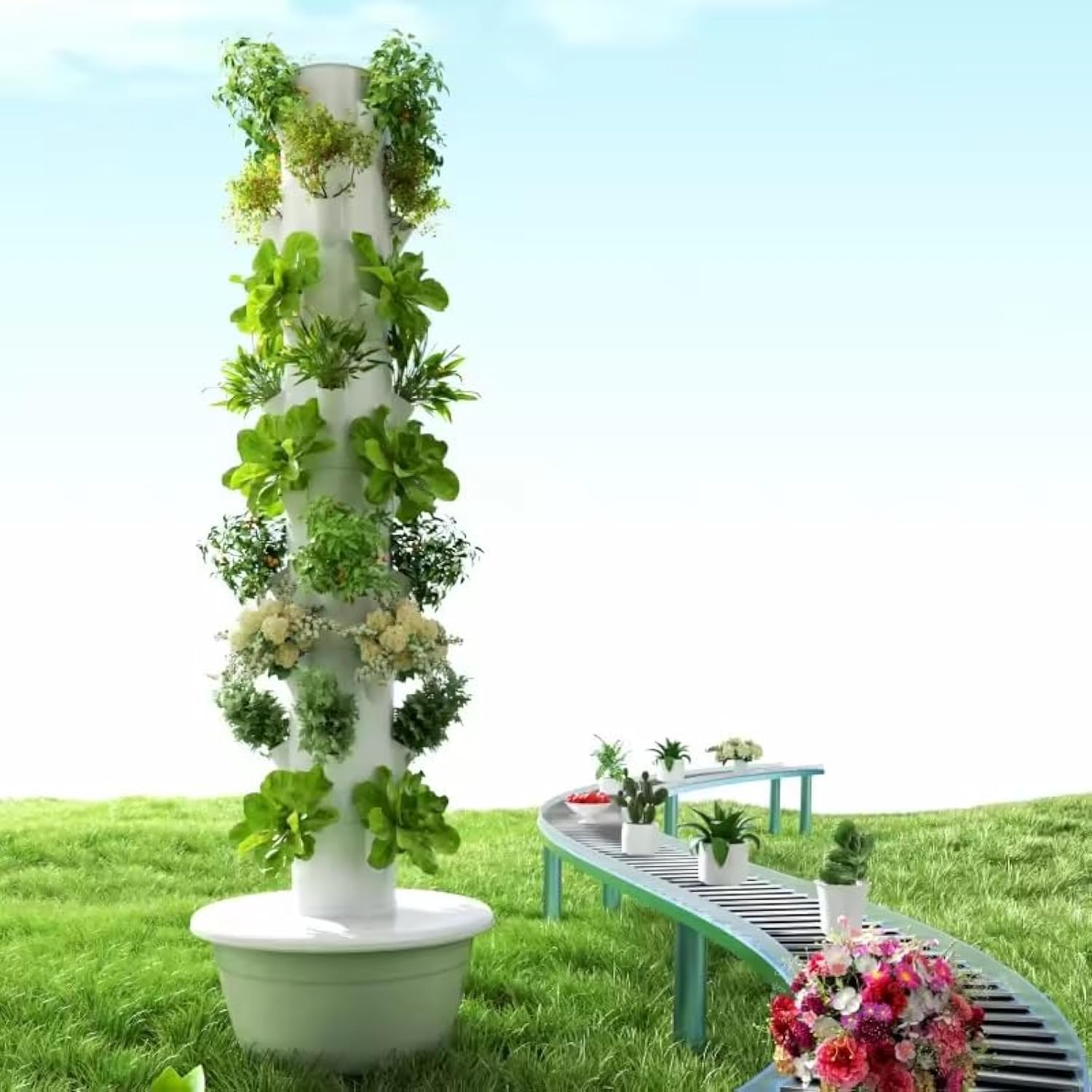 Hydroponic Tower - Vertikaler Hydroponischer Anbauturm Aeroponischer Turm für