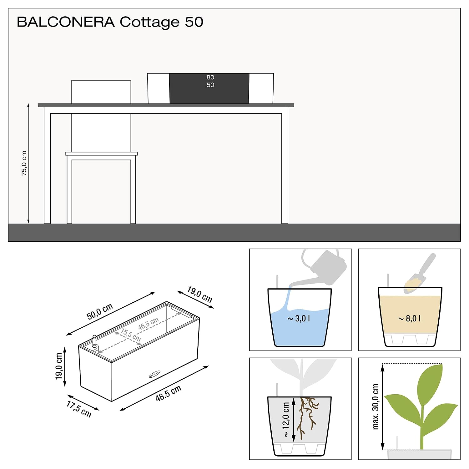 BALCONERA Cottage 50 Mocha, se – Self Watering Planter Bewertung und Preis