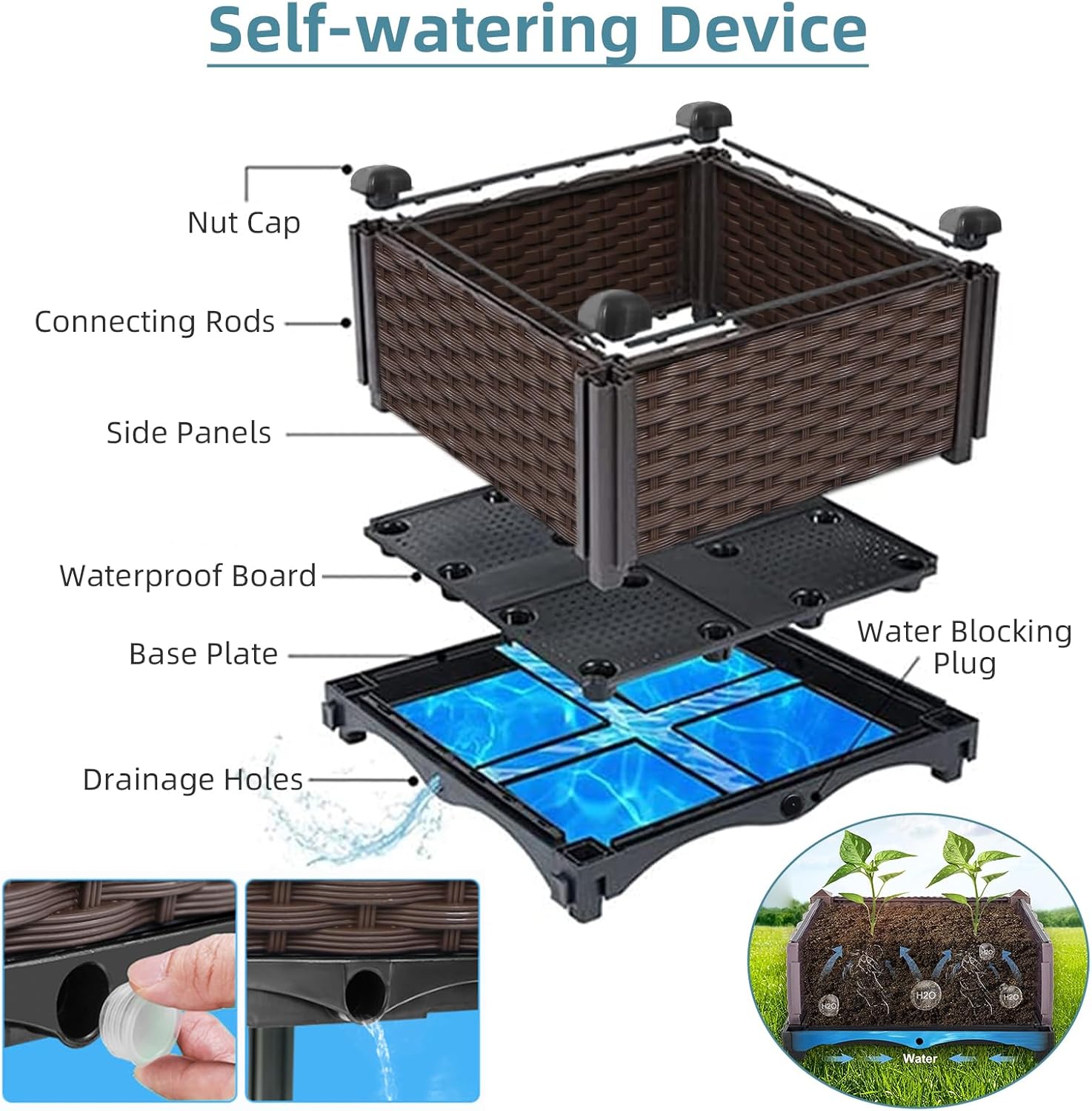Outdoor-Garten-Rattan-Pflanzge – Self Watering Planter Bewertung und Preis